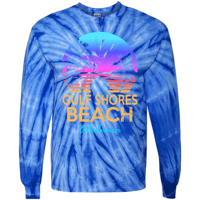 Gulf Shores Beach Alabama Retro Vintage Sunset Summer Vibe Gift Tie-Dye Long Sleeve Shirt