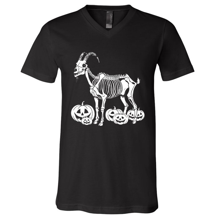 Goat Skeleton Birthday Halloween V-Neck T-Shirt