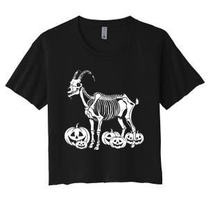 Goat Skeleton Birthday Halloween Women's Crop Top Tee