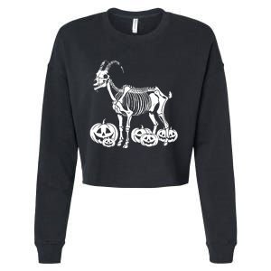 Goat Skeleton Birthday Halloween Cropped Pullover Crew