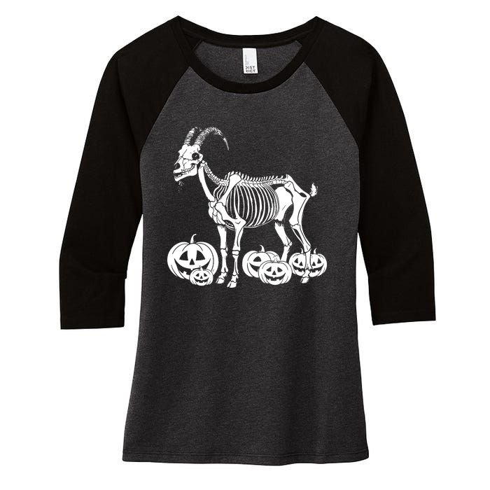 Goat Skeleton Birthday Halloween Women's Tri-Blend 3/4-Sleeve Raglan Shirt