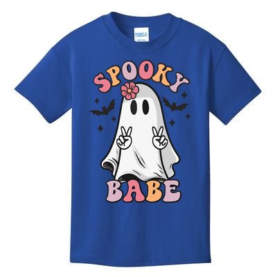 Groovy Spooky Babe Vibes Ghost Hippie Halloween Gift Kids T-Shirt