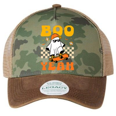 Ghost Skateboard Boo Yeah Groovy Halloween Costumes Boy Legacy Tie Dye Trucker Hat