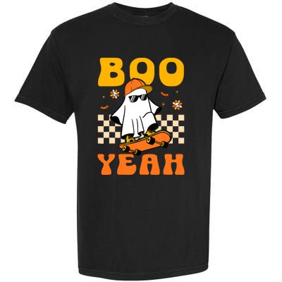 Ghost Skateboard Boo Yeah Groovy Halloween Costumes Boy Garment-Dyed Heavyweight T-Shirt