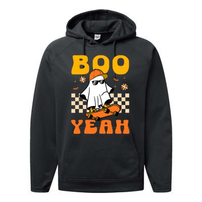 Ghost Skateboard Boo Yeah Groovy Halloween Costumes Boy Performance Fleece Hoodie