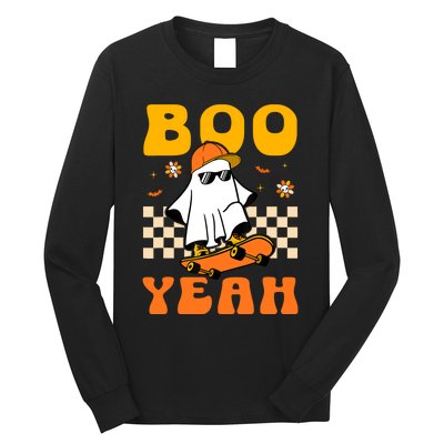 Ghost Skateboard Boo Yeah Groovy Halloween Costumes Boy Long Sleeve Shirt