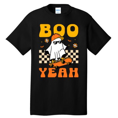 Ghost Skateboard Boo Yeah Groovy Halloween Costumes Boy Tall T-Shirt