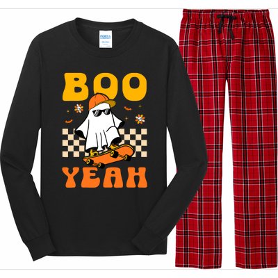 Ghost Skateboard Boo Yeah Groovy Halloween Costumes Boy Long Sleeve Pajama Set