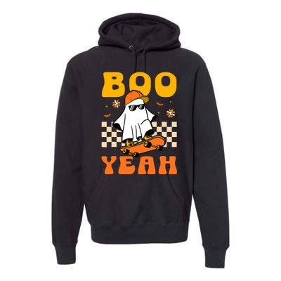 Ghost Skateboard Boo Yeah Groovy Halloween Costumes Boy Premium Hoodie