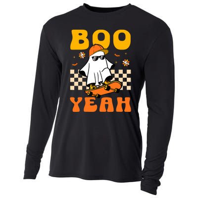 Ghost Skateboard Boo Yeah Groovy Halloween Costumes Boy Cooling Performance Long Sleeve Crew