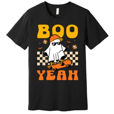 Ghost Skateboard Boo Yeah Groovy Halloween Costumes Boy Premium T-Shirt