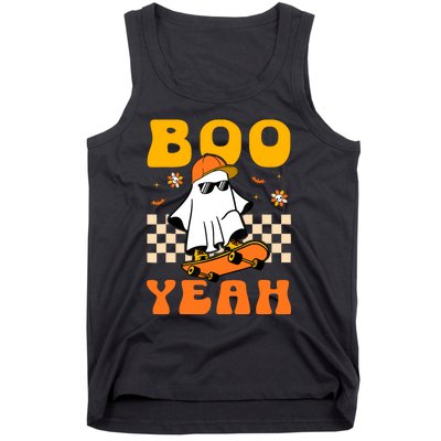 Ghost Skateboard Boo Yeah Groovy Halloween Costumes Boy Tank Top