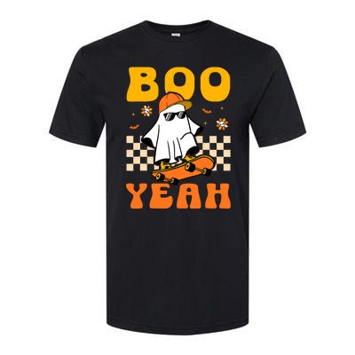 Ghost Skateboard Boo Yeah Groovy Halloween Costumes Boy Softstyle CVC T-Shirt