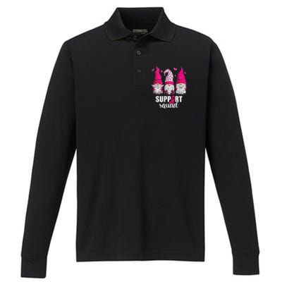 Gnome Squad Breast Cancer Awareness Support Performance Long Sleeve Polo