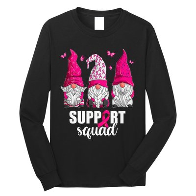 Gnome Squad Breast Cancer Awareness Support Long Sleeve Shirt