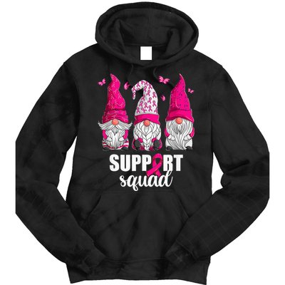 Gnome Squad Breast Cancer Awareness Support Tie Dye Hoodie