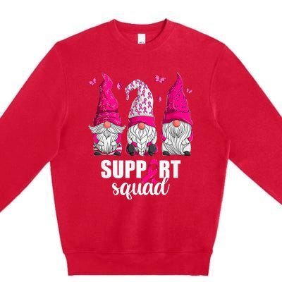 Gnome Squad Breast Cancer Awareness Support Premium Crewneck Sweatshirt