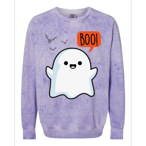 Ghost Saying Boo Spooky Bat Halloween Costume School Teacher Colorblast Crewneck Sweatshirt