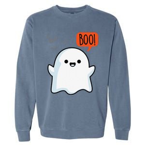 Ghost Saying Boo Spooky Bat Halloween Costume School Teacher Garment-Dyed Sweatshirt