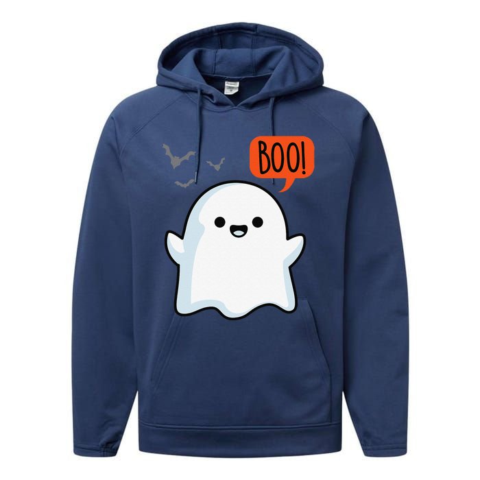 Ghost Saying Boo Spooky Bat Halloween Costume School Teacher Performance Fleece Hoodie