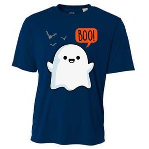 Ghost Saying Boo Spooky Bat Halloween Costume School Teacher Cooling Performance Crew T-Shirt