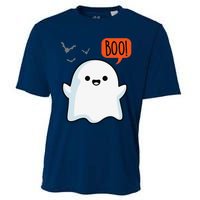 Ghost Saying Boo Spooky Bat Halloween Costume School Teacher Cooling Performance Crew T-Shirt