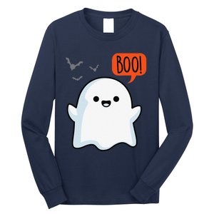 Ghost Saying Boo Spooky Bat Halloween Costume School Teacher Long Sleeve Shirt