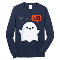 Ghost Saying Boo Spooky Bat Halloween Costume School Teacher Long Sleeve Shirt