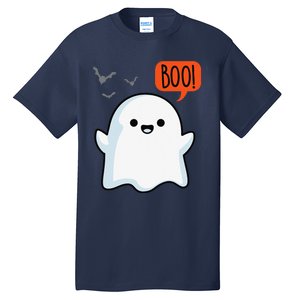 Ghost Saying Boo Spooky Bat Halloween Costume School Teacher Tall T-Shirt