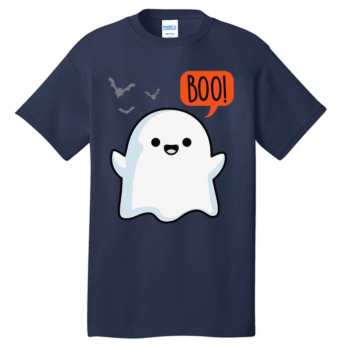 Ghost Saying Boo Spooky Bat Halloween Costume School Teacher Tall T-Shirt