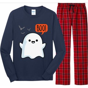 Ghost Saying Boo Spooky Bat Halloween Costume School Teacher Long Sleeve Pajama Set