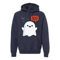 Ghost Saying Boo Spooky Bat Halloween Costume School Teacher Premium Hoodie