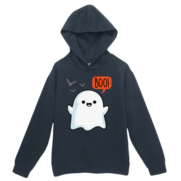 Ghost Saying Boo Spooky Bat Halloween Costume School Teacher Urban Pullover Hoodie