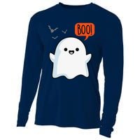 Ghost Saying Boo Spooky Bat Halloween Costume School Teacher Cooling Performance Long Sleeve Crew