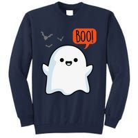 Ghost Saying Boo Spooky Bat Halloween Costume School Teacher Tall Sweatshirt