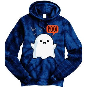 Ghost Saying Boo Spooky Bat Halloween Costume School Teacher Tie Dye Hoodie