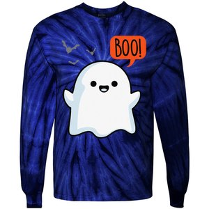 Ghost Saying Boo Spooky Bat Halloween Costume School Teacher Tie-Dye Long Sleeve Shirt