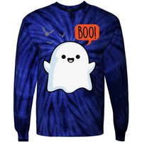 Ghost Saying Boo Spooky Bat Halloween Costume School Teacher Tie-Dye Long Sleeve Shirt