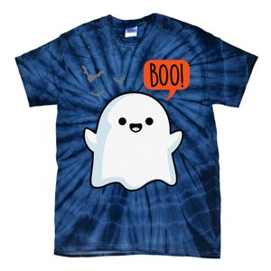 Ghost Saying Boo Spooky Bat Halloween Costume School Teacher Tie-Dye T-Shirt