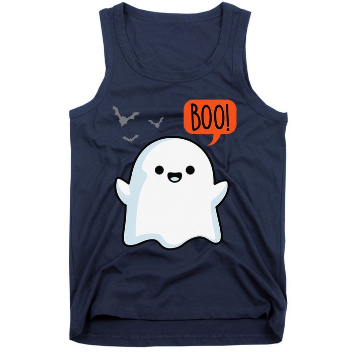 Ghost Saying Boo Spooky Bat Halloween Costume School Teacher Tank Top