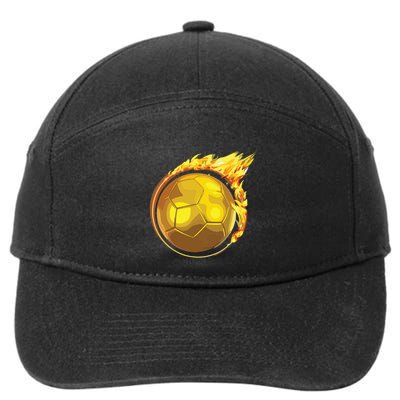 Gold Soccer Ball Flames Flaming Flying Soccer Ball On Fire 7-Panel Snapback Hat