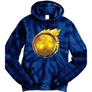 Gold Soccer Ball Flames Flaming Flying Soccer Ball On Fire Tie Dye Hoodie