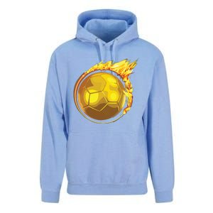 Gold Soccer Ball Flames Flaming Flying Soccer Ball On Fire Unisex Surf Hoodie