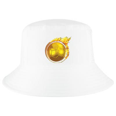 Gold Soccer Ball Flames Flaming Flying Soccer Ball On Fire Cool Comfort Performance Bucket Hat