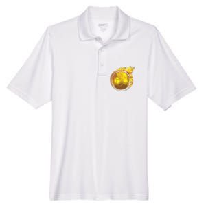 Gold Soccer Ball Flames Flaming Flying Soccer Ball On Fire Men's Origin Performance Pique Polo