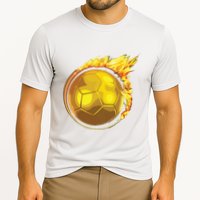 Gold Soccer Ball Flames Flaming Flying Soccer Ball On Fire Cooling Performance Crew T-Shirt