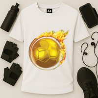 Gold Soccer Ball Flames Flaming Flying Soccer Ball On Fire Cooling Performance Crew T-Shirt
