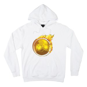 Gold Soccer Ball Flames Flaming Flying Soccer Ball On Fire Hoodie