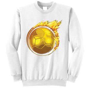 Gold Soccer Ball Flames Flaming Flying Soccer Ball On Fire Sweatshirt