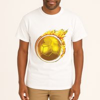 Gold Soccer Ball Flames Flaming Flying Soccer Ball On Fire Tall T-Shirt